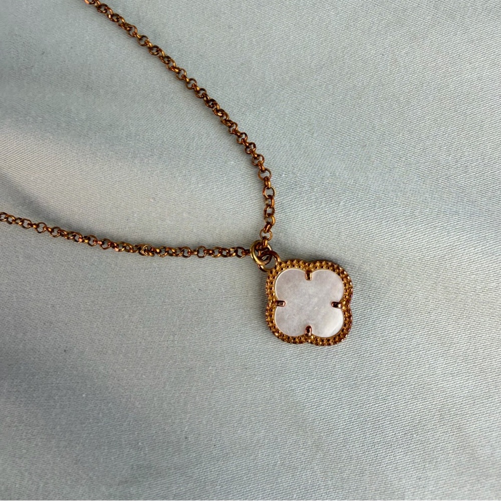 Gold Clover Pendant 11k Gold over 925 Necklace